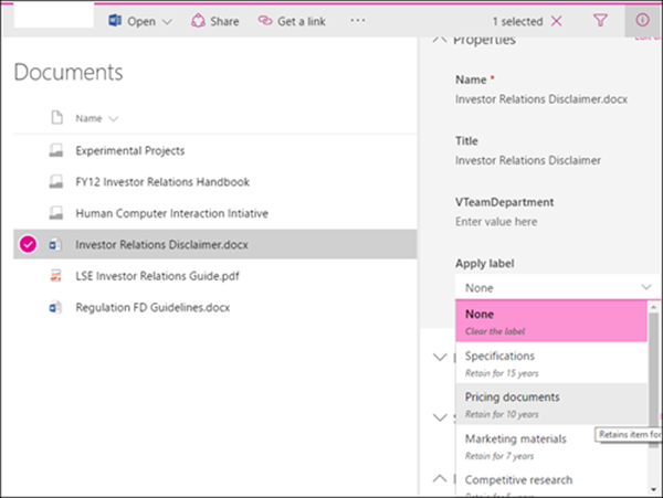 Aplicar lista de etiquetas para um item no SharePoint.