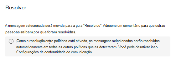 Mensagem de resolução de políticas cruzadas de conformidade de comunicações