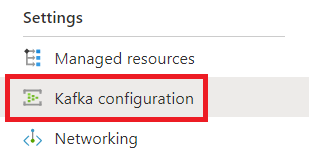 Captura de tela mostrando a opção de configuração do Kafka na página da conta do Microsoft Purview no Portal do Azure.