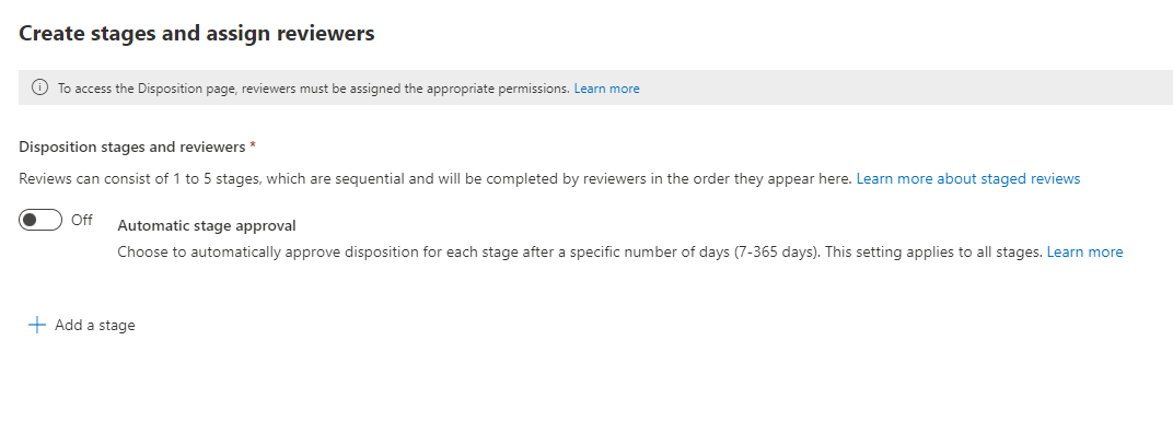 Eliminação reveja as definições de configuração de uma etiqueta de retenção.