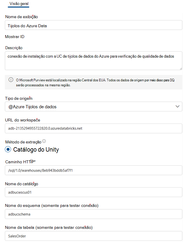 Screenshot that shows how to set up databricks UC connection.