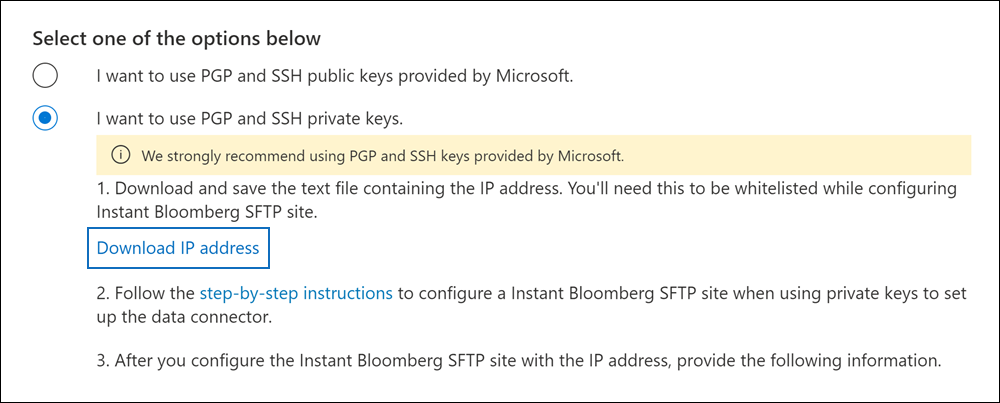 Transfira o endereço IP.