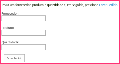 O Formulário de pedido novamente. Agora ele usa fontes Segoe e a frase 