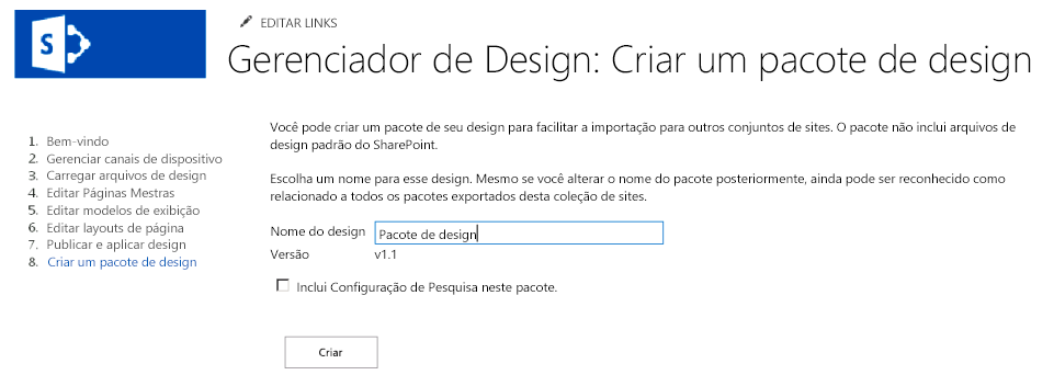 Exportando um pacote de design