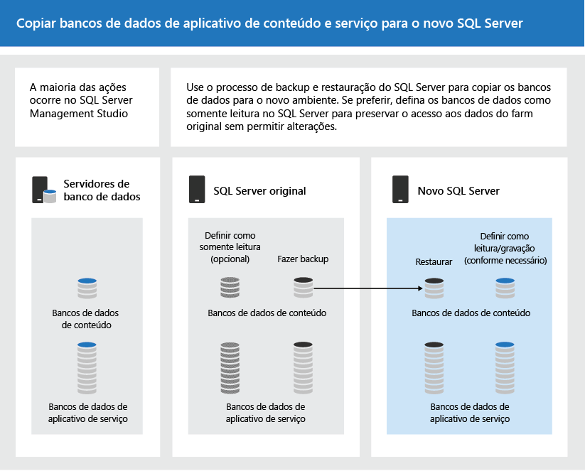 Use as ferramentas do SQL Server para copiar os bancos de dados