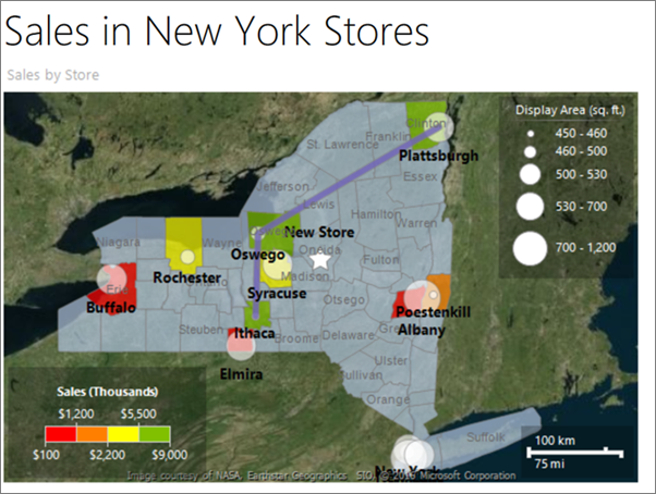 Captura de tela que mostra um mapa do Report Builder.