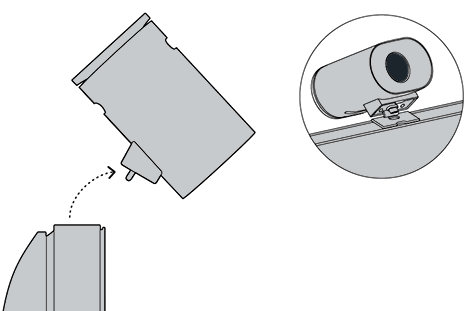 Captura de tela que mostra como remover a câmera, puxar para cima e para frente.