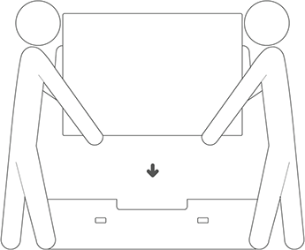 Remova qualquer hardware de base ou montagem. Usando duas pessoas, coloque a unidade na base do contêiner de envio.