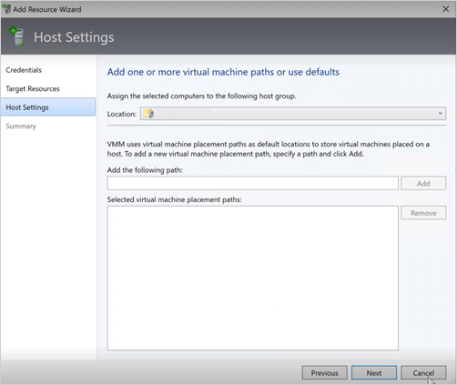 Captura de tela mostrando a guia de configurações do host.