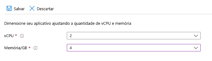 Captura de tela da caixa de diálogo para dimensionar seu aplicativo.