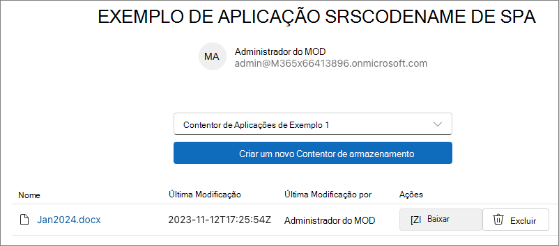 Captura de ecrã do DataGrid básico a apresentar os conteúdos do nosso Contentor.