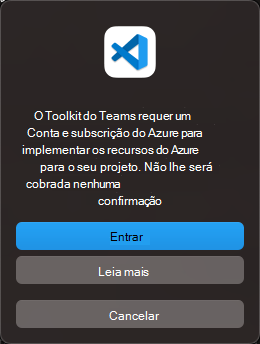 Captura de ecrã de uma caixa de diálogo para confirmar o início de sessão no Azure.