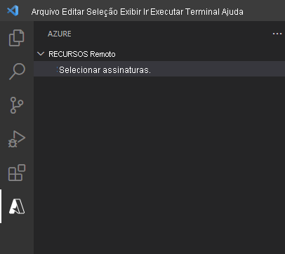 Screenshot of the Azure explorer in Visual Studio Code.