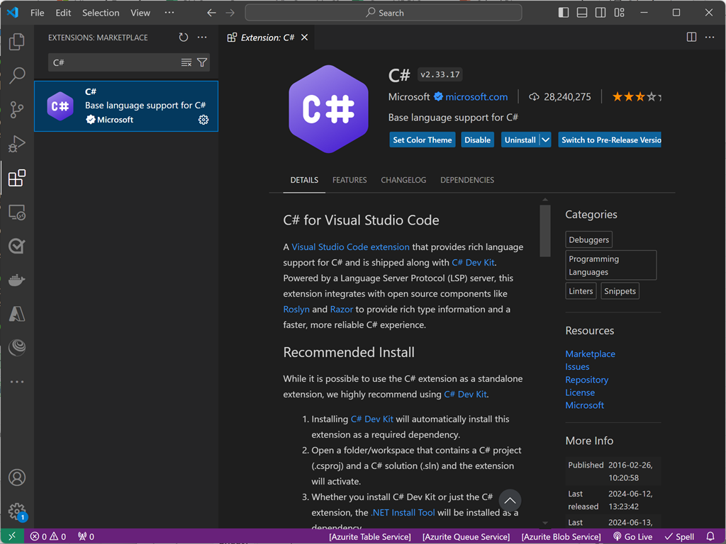 Captura de tela do prompt do Visual Studio Code para adicionar os ativos necessários a fim de compilar e depurar seu projeto .NET.