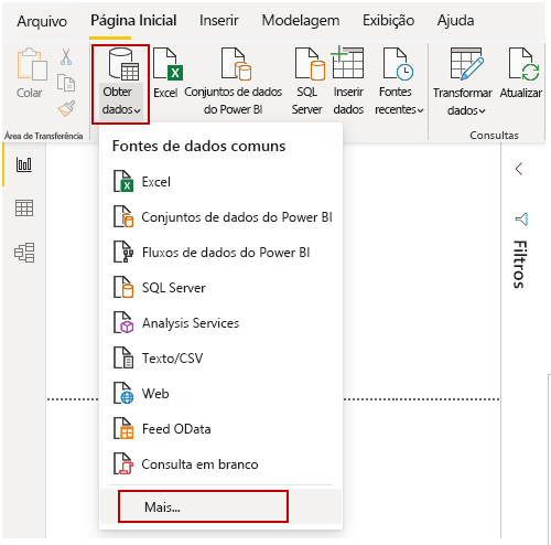 O botão Obter Dados na guia Página Inicial.