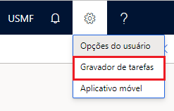 Captura de tela da opção Gravador de tarefas em Configurações.