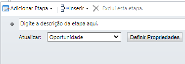 A atualização é definida como Oportunidade, e há um botão Definir Propriedades.