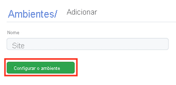 Captura de tela da página GitHub para um novo ambiente, com os detalhes preenchidos e o botão Configurar ambiente realçado.