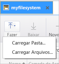 Captura de tela que mostra as opções de upload.