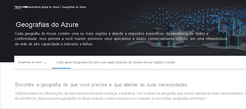Screenshot of the Azure global infrastructure and Azure geographies website.