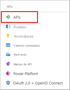 Selecione APIs no painel de navegação do serviço.