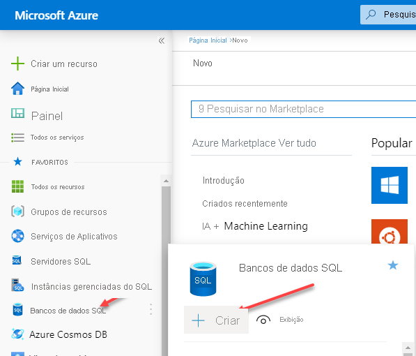 The Azure portal Azure SQL Database Deployment screen