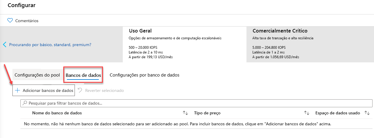 Adding a Database to an Elastic Pool in Azure portal