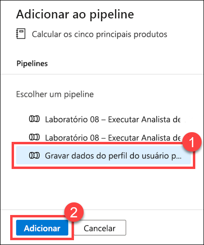 O pipeline é selecionado.