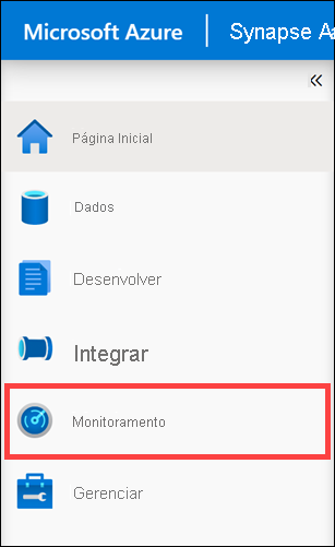 O item de menu do hub Monitorar é selecionado.