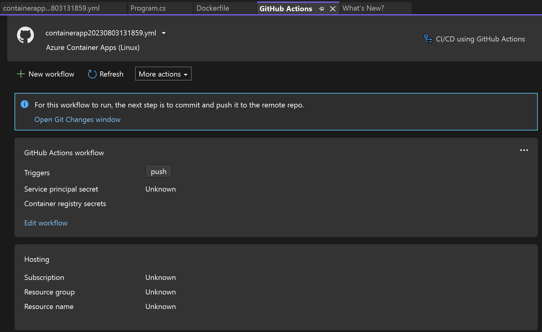 Screenshot of GitHub Actions tab.