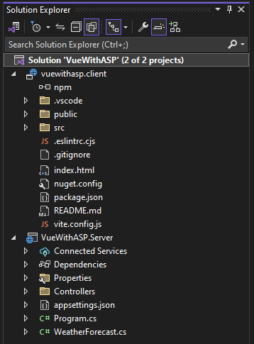 Screenshot showing Solution Explorer.