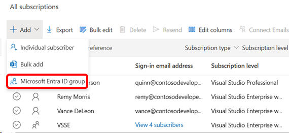 Escolha adicionar em massa com o Microsoft Entra ID