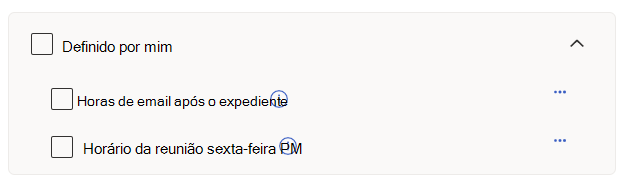 Captura de tela que mostra a categoria expandida Definida por mim com duas métricas nela.