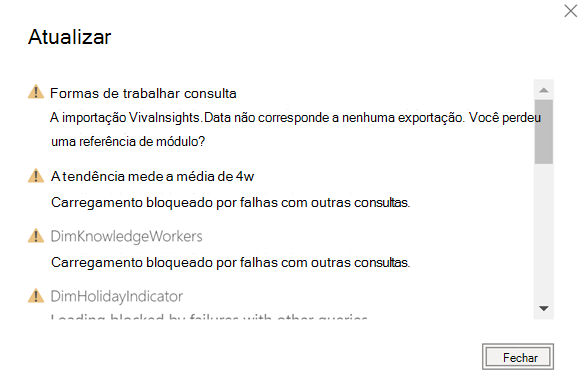 Captura de tela que mostra o '... corresponde a nenhum erro de exportação.