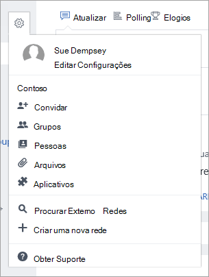 Captura de tela do menu de configurações, com permissão para criar redes externas.