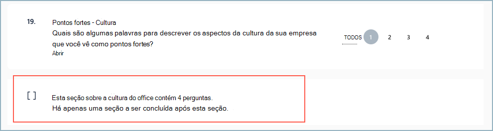 Captura de ecrã a mostrar uma linha da Secção de Inquérito.