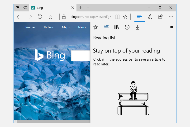 Exemplo de exibição dividida do Microsoft Edge