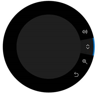 Captura de tela do menu na tela do Surface Dial.