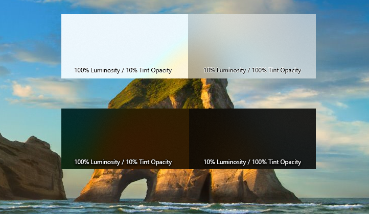 Opacidade da luminosidade em comparação com a opacidade da tonalidade