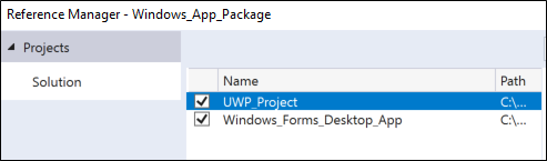 Selecionar um projeto UWP