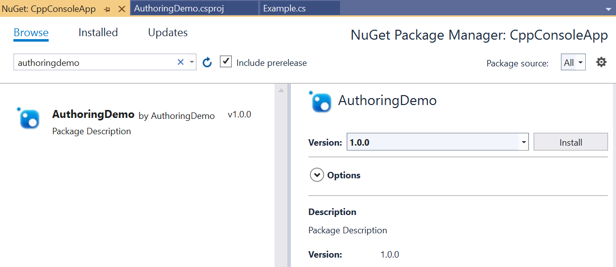 Instalar pacote NuGet