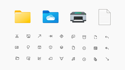 Uma imagem de uma seleção de ícones do Windows.