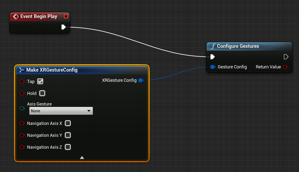 Blueprint do evento começar a jogar conectado para configurar a função de gestos