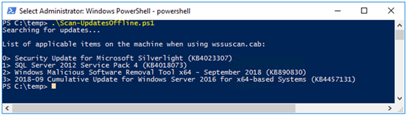 Captura de ecrã que mostra o script do PowerShell.