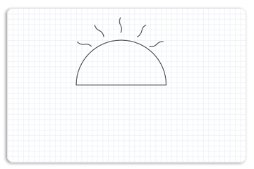 ilustração de um arco e curvas de bézier que mostram o sol