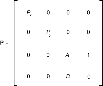 matriz de projeção simplificada