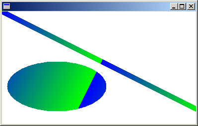 ilustração mostrando um gradiente diagonal que preenche uma elipse e uma linha diagonal