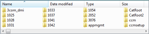 Captura de tela da lista de pastas no Windows Explorer