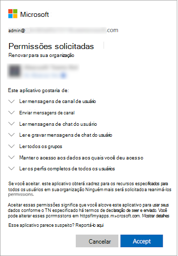  Captura de tela das permissões solicitadas por um aplicativo.