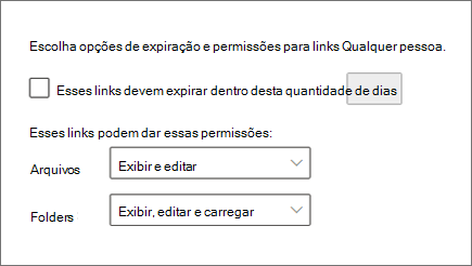 Captura de ecrã a mostrar as definições no novo centro de administração do SharePoint.